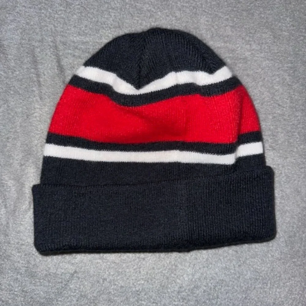 Nike Youth Beanie Hat L 14‑16 Black Red White Knit Winter Cap Acrylic